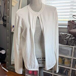 Button Closure White Sweater